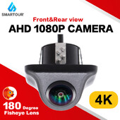 AHD 4K CCD 180 laipsnių žuvies akies objektyvas, automobilio galinis šoninis priekinio vaizdo kamera HD plataus kampo atbulinės eigos atsarginė kamera, naktinis matymas, atsparus vandeniui
