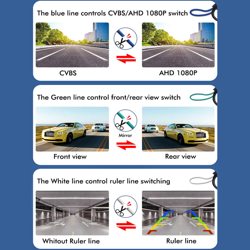 AHD 4K CCD 180 fokos halszem objektív autós hátsó oldalsó elölnézeti kamera HD széles látószögű tolatós tolatókamera éjjellátó vízálló