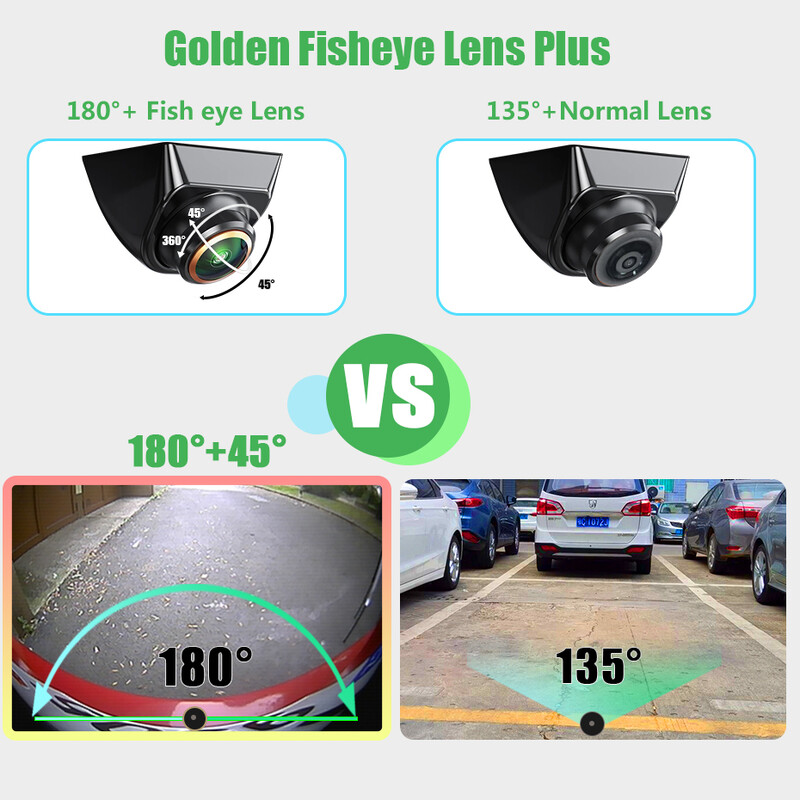 Wondefoo Universal 1920*1080P autós hátlapi kamera AHD tolatókamera aranylencsés 180 fokos halszem éjszakai látás vízálló HD