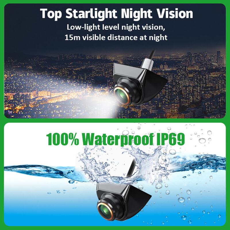 Wondefoo Universal 1920*1080P autós hátlapi kamera AHD tolatókamera aranylencsés 180 fokos halszem éjszakai látás vízálló HD