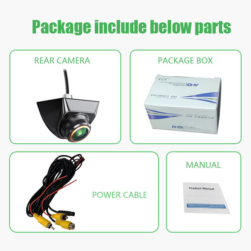 Wondefoo Universal 1920*1080P autós hátlapi kamera AHD tolatókamera aranylencsés 180 fokos halszem éjszakai látás vízálló HD