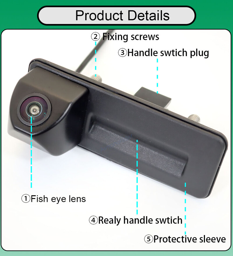 AHD 1080P 170° FishEye transportlīdzekļa atpakaļskata kamera SKODA Octavia MK2 2010 2012 2013 2014 2015 HD nakts redzamības kravas automašīnas roktura CAM