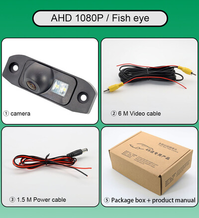 Sõiduki tahavaatekaamera Volvo S80 S80L I II jaoks 1998–2014 2015 HD Night Vision AHD 1080P 170° FishEye auto tagurduskaamera