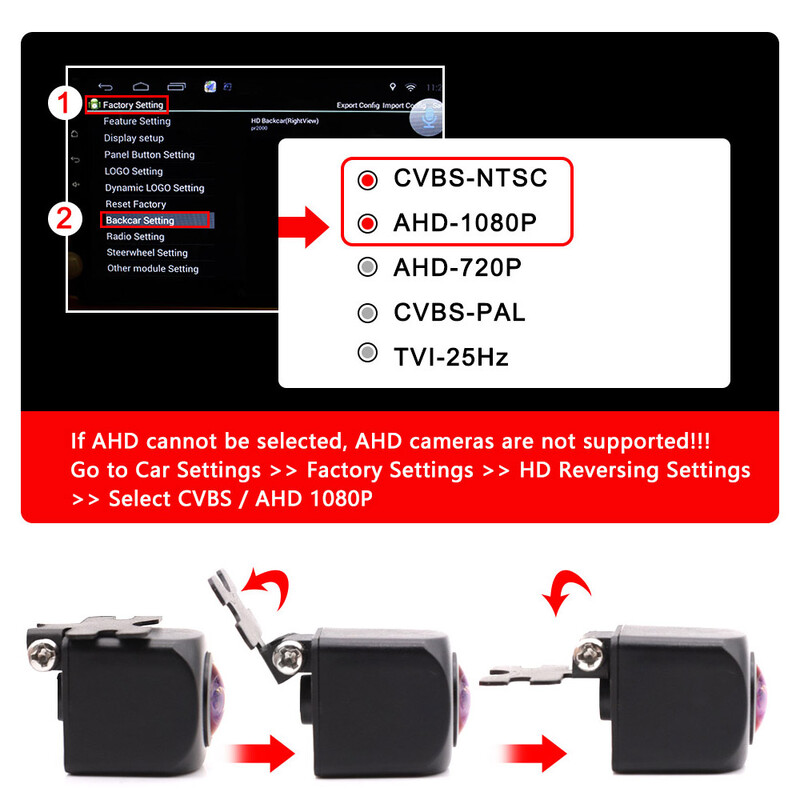 180 grādu 1080P AHD CCD universālā priekšējā kamera bez stāvvietas līnijas automašīnas priekšējā skata kamera parkošanās kamera bez spoguļa