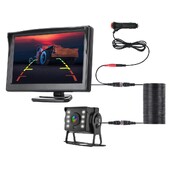 Universali automobilio galinio vaizdo kamera su 5 colių monitoriumi, skirta Truck HD ekranui LED naktinio matymo vandeniui atspari pakavimo autobuso apsauga