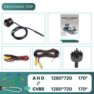 GreenYi 170° AHD 1920x1080P CBVS 720P juodas vaizdas iš galo Atsarginė parkavimo kamera Metalinis kėbulas Automobilio atbulinės eigos žuvies akies kamera