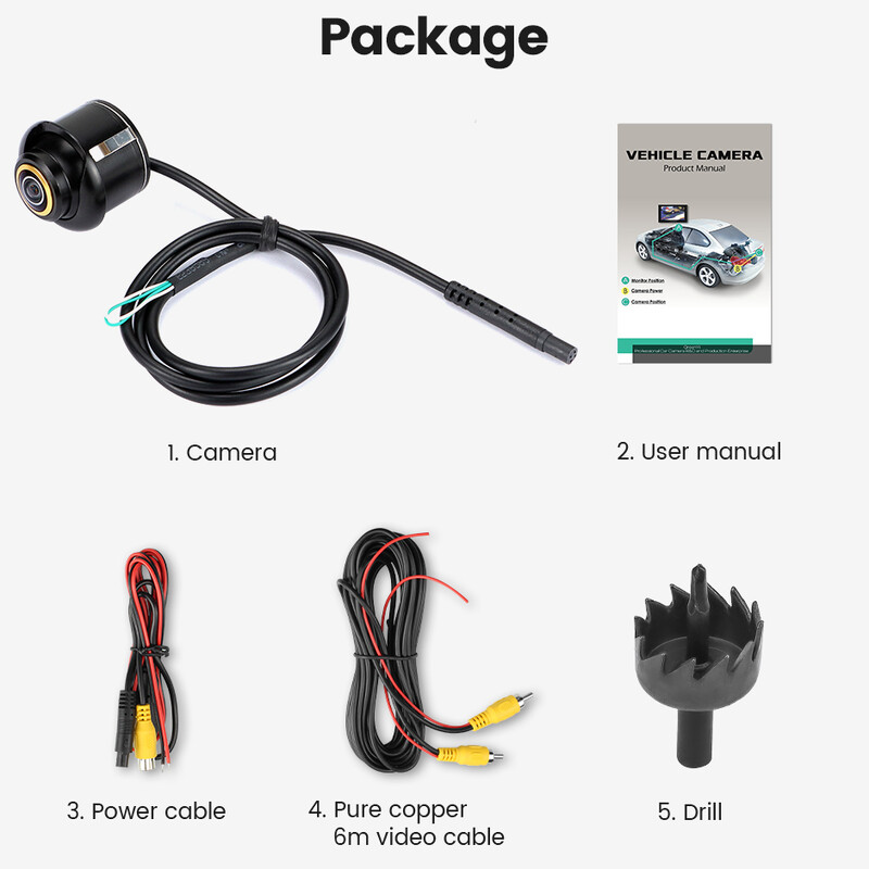 GreenYi 170° AHD 1920x1080P CBVS 720P melns aizmugurējais skats Rezerves stāvvietas kamera Metāla korpusa Automašīnas atpakaļgaitas zivs acs objektīva kamera