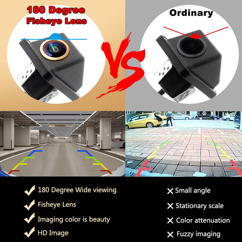 Έγχρωμη κάμερα οπισθοπορείας αυτοκινήτου 4K 180 μοιρών ευρυγώνια κάμερα όπισθεν όπισθεν Έγχρωμη εικόνα Βίντεο Night Vision Auto Backup Αδιάβροχη κάμερα 12V