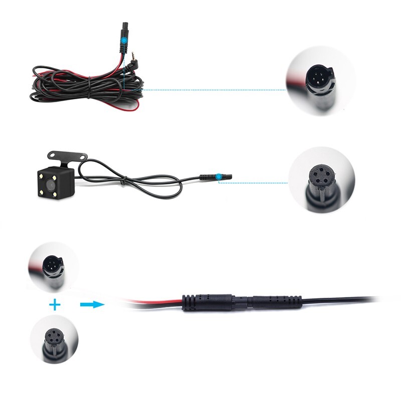 4 kontaktu HD automašīnas aizmugures skata kamera 12 LED nakts redzamības videokamera platleņķa 170 grādu parkošanās kamera automašīnu piederumiem