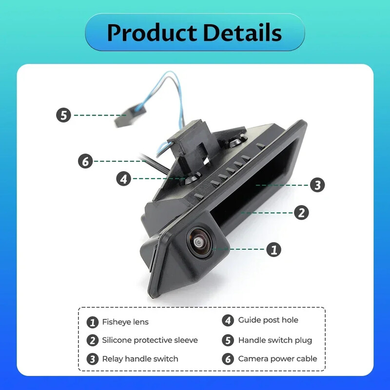 Φακοί αυτοκινήτου HD AHD 1080P Fisheye Backup Handle Handle Car For BMW 3 Series 5 Series X5 X6 E60 E70 E82 E90