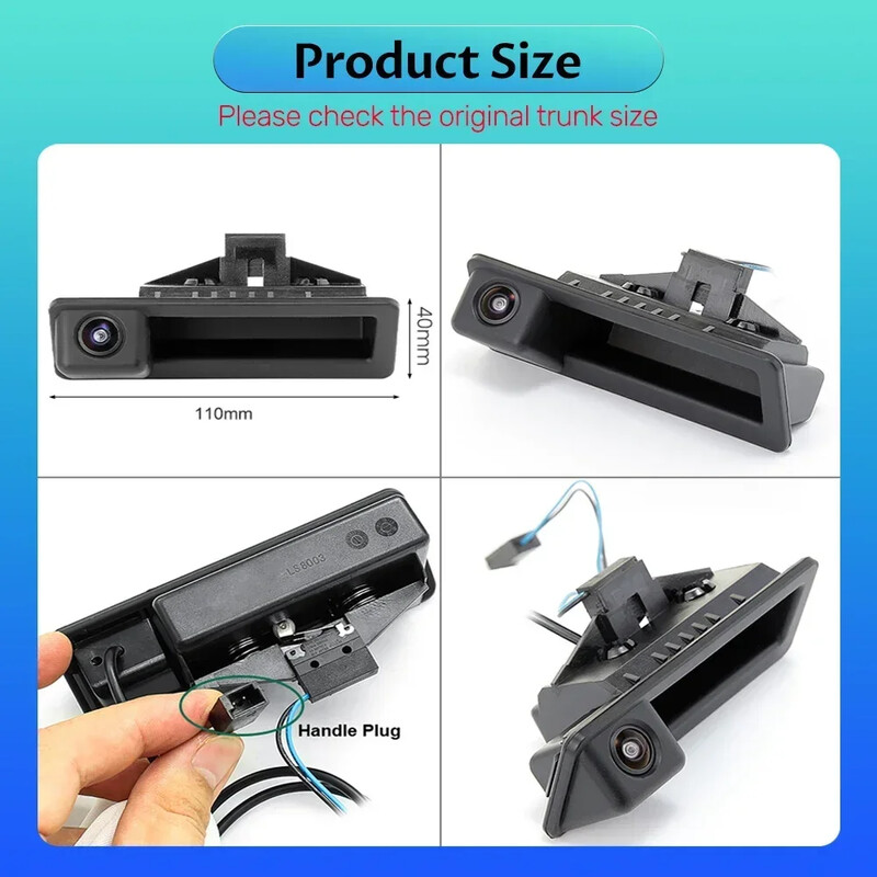 Φακοί αυτοκινήτου HD AHD 1080P Fisheye Backup Handle Handle Car For BMW 3 Series 5 Series X5 X6 E60 E70 E82 E90