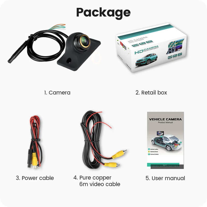 HAOGU AHD 1080P Κάμερα μπροστινής όψης πίσω όψης Νυχτερινή όραση 170° Fisheye Φακός εφεδρικής κάμερας αυτοκινήτου G879