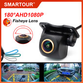 Smartour AHD 1080P 180 laipsnių žuvies akies reguliuojamas automobilio priekinis atbulinės eigos galinio vaizdo kamera, skirta transporto priemonei Android DVD AHD monitorius