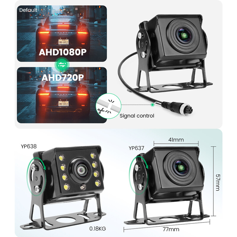 GreenYi 170° AHD 1920*1080P Fisheye platleņķa objektīvs augstas izšķirtspējas Starlight nakts redzamības automašīnas atpakaļskata kamera autobusu kravas automašīnai