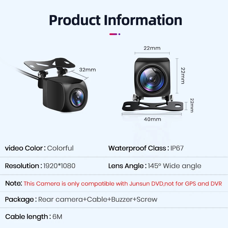 AWESAFE automašīnas aizmugures skata kamera 960P izšķirtspējas ūdensnecaurlaidīga 120° platleņķa atpakaļgaitas rezerves stāvvietas kamera AWESAFE DVD