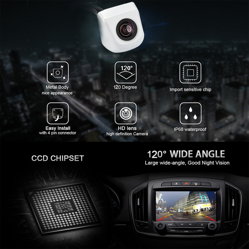 Autó tolatókamera Fém karosszéria Vízálló éjszakai parkoló monitor 170 fokos mini parkoló tolató kamera