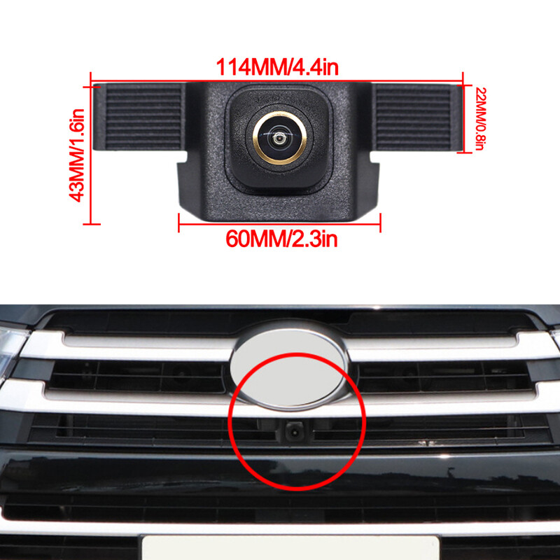 170° Fisheye AHD automašīnas priekšējā skata logotipa kamera priekšējā režģa kamera CVBS priekš Toyota Highlander XU50 Kluger 2014~2017 2018 2019 2020