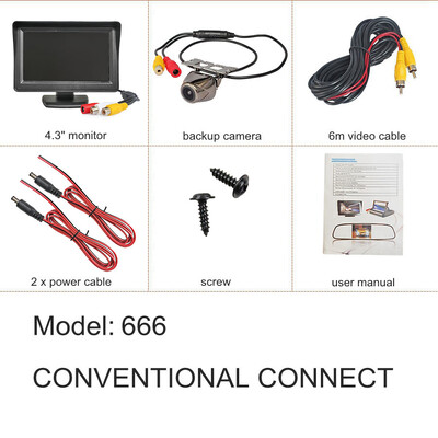 DIYKIT juhtmega 4,3-tolline TFT LCD-videoautomonitor 2 videosisendiga autokaamera tahavaate turvasüsteem parkimise tagurdussüsteemi komplekt