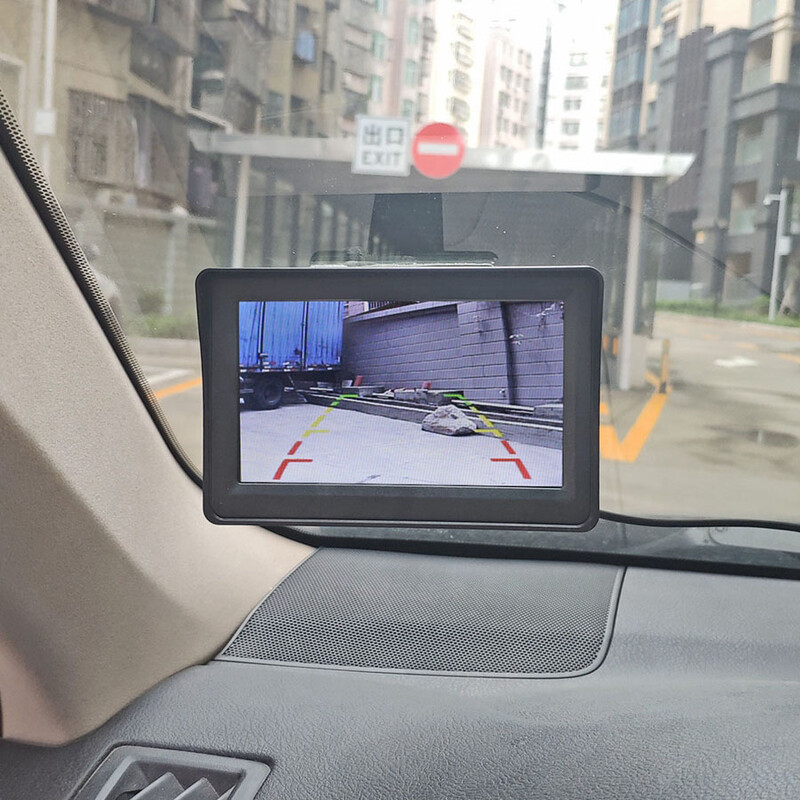 DIYKIT vadu 4,3 collu TFT LCD video automašīnas monitors 2 video ieejas automašīnas kamera aizmugurējā skata drošības sistēma parkošanās atpakaļgaitas sistēmas komplekts