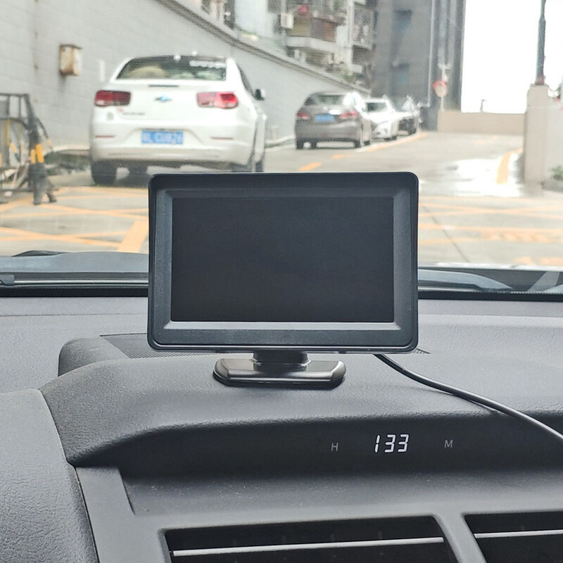DIYKIT vadu 4,3 collu TFT LCD video automašīnas monitors 2 video ieejas automašīnas kamera aizmugurējā skata drošības sistēma parkošanās atpakaļgaitas sistēmas komplekts
