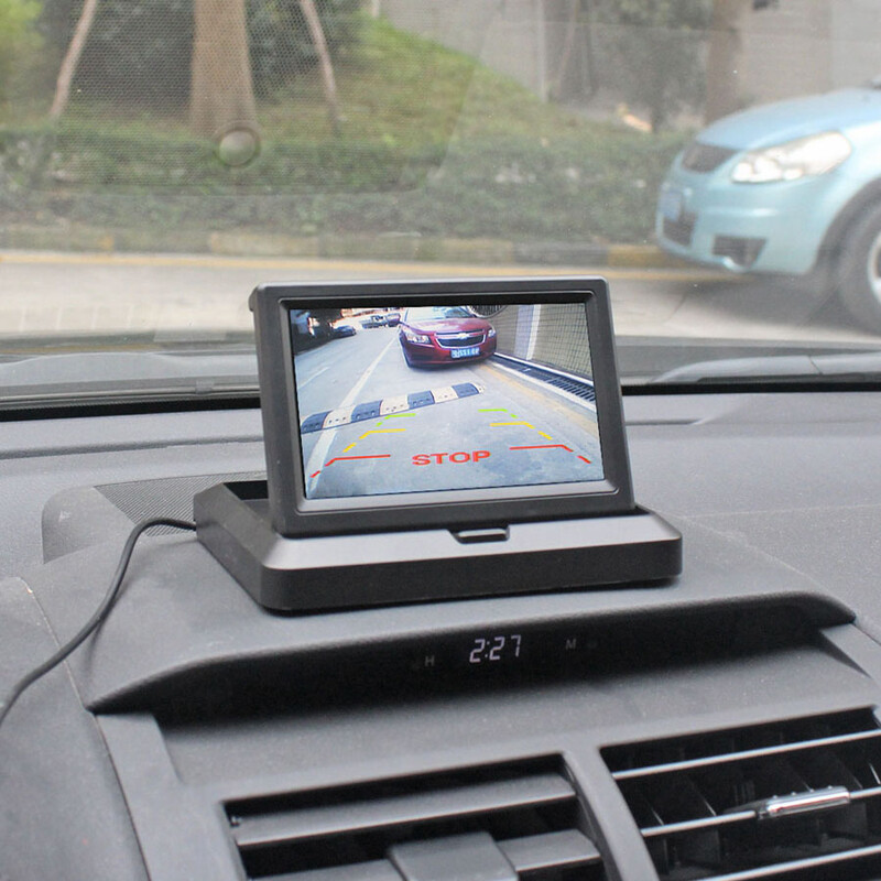 DIYKIT 5 collu salokāms atpakaļskata monitors automašīnas monitors ūdensizturīgs IR nakts redzamības aizmugurējā skata kameras stāvvietas sistēma