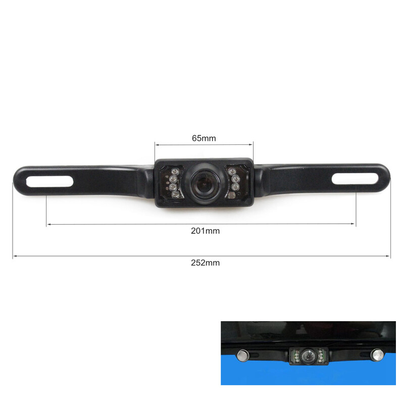 DIYSECUR ūdensnecaurlaidīga numura zīmes rāmja automašīnas kamera IR nakts redzamības autostāvvieta aizmugures skata rezerves kamera