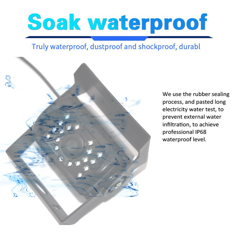 Parkoló CCD HD tolatókamera teherautó utánfutó pickupokhoz lakóautó tartalék nagy teherbírású 18 LED IR éjszakai látás vízálló jármű