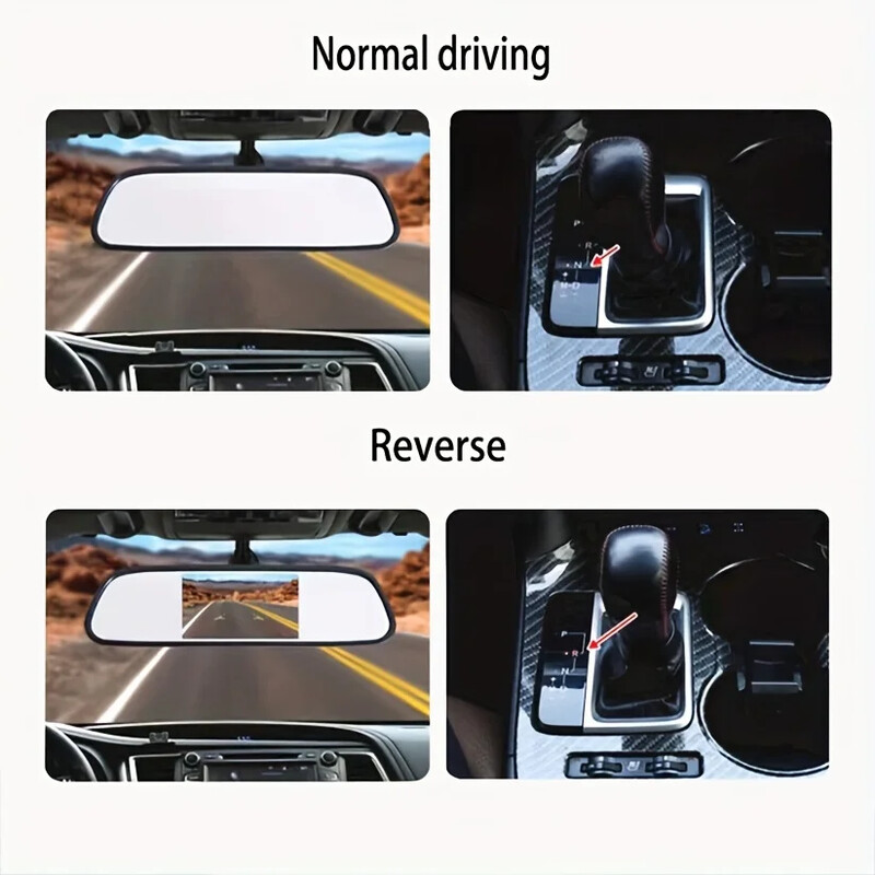 4,3 hüvelykes érintőképernyős 480p visszapillantó tükör monitor éjszakai látással, automatikus parkolási rendszerrel, tolató kamerával