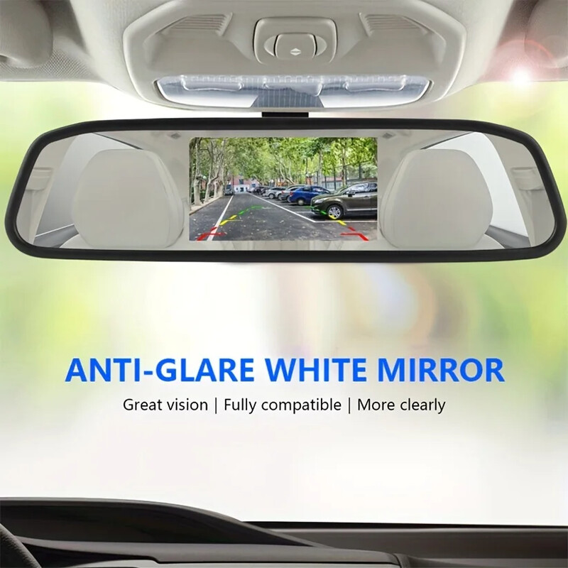 4,3 hüvelykes érintőképernyős 480p visszapillantó tükör monitor éjszakai látással, automatikus parkolási rendszerrel, tolató kamerával