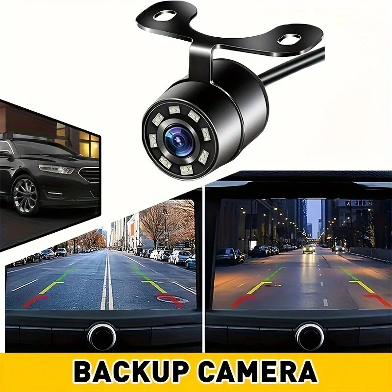 HD 480p rezerves kamera ar 8 LED nakts redzamības gaismām, universālu transportlīdzekļa stiprinājumu, platleņķa novietošanai stāvvietā