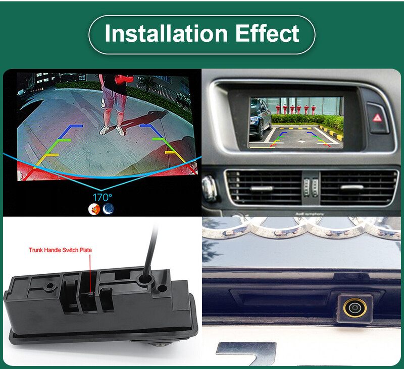 GreenYi 170° AHD 1080P automašīnas atpakaļskata kamera Audi A3 8P A6 C6 A1 Q7 A4 B7 B6 S5 A6L Q5 nakts redzamības atpakaļgaitas transportlīdzeklim