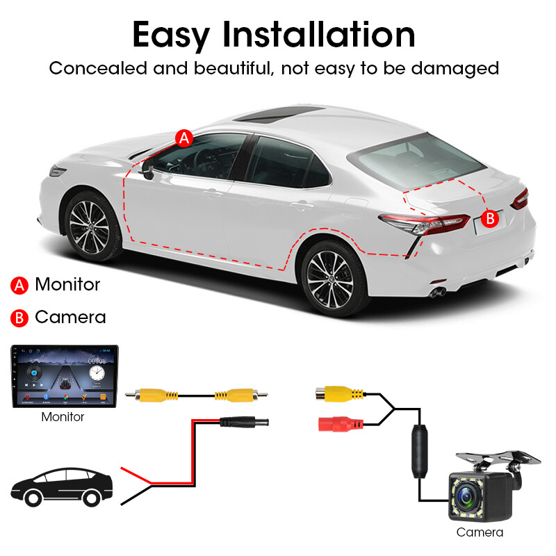 JMCQ 4/8/12 LED HD tolatókamera autós tolatókamera parkolókapcsolóval tolatókamerával vízálló éjszakai változat 170°