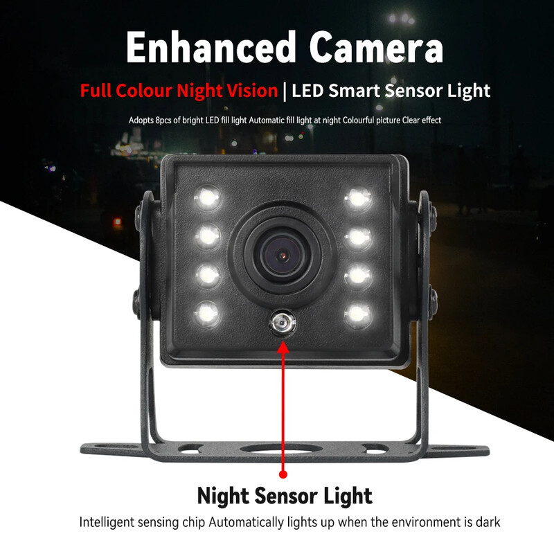 KTYDKP automašīnas atpakaļskata kamera ar monitoru kravas automašīnu novietošanai 4,3 collu ekrāna aizmugurējā kamera 9-36 V nakts redzamības ērta uzstādīšana