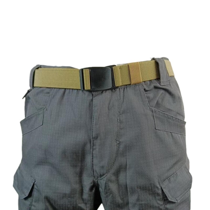 Hipoalerģiska ādas josta vīriešiem, vienkārša nemetāla plastmasas sprādze, elastīga elastīga auduma josta ložu necaurlaidīgām durvīm