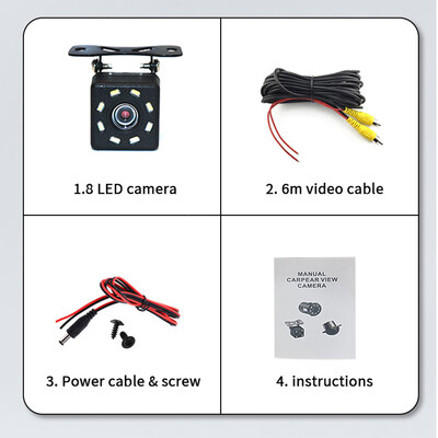 Auto tahavaatekaamera 8 LED lainurk HD veekindel Night Vision universaalne varuparkimiskaamera