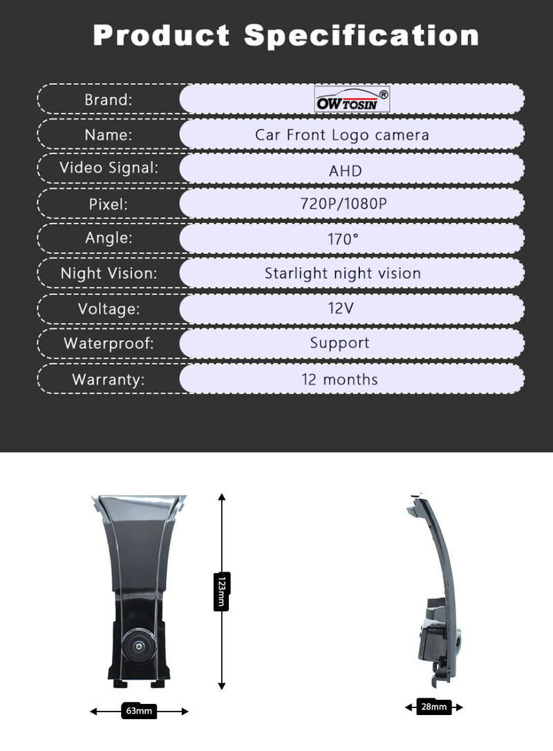 BMW 5-ös sorozatú G30 G31 2017 2018 2019 2020 2021 2022 elölnézeti kamera AHD 1080P halszem objektív járműhöz LOGO parkoló autóhoz