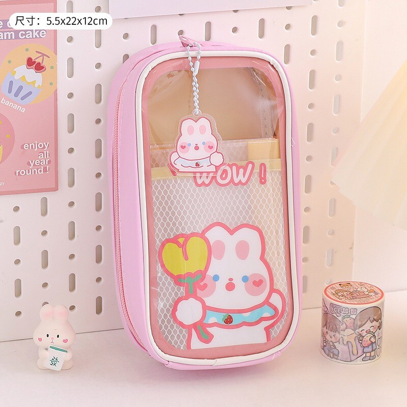 Atpakaļ uz skolas sezonu lielas ietilpības studentu zīmuļu futrālis kancelejas preces caurspīdīgs, gudrs vienkāršs penālis rūpnīcas zīmuļu futrālis