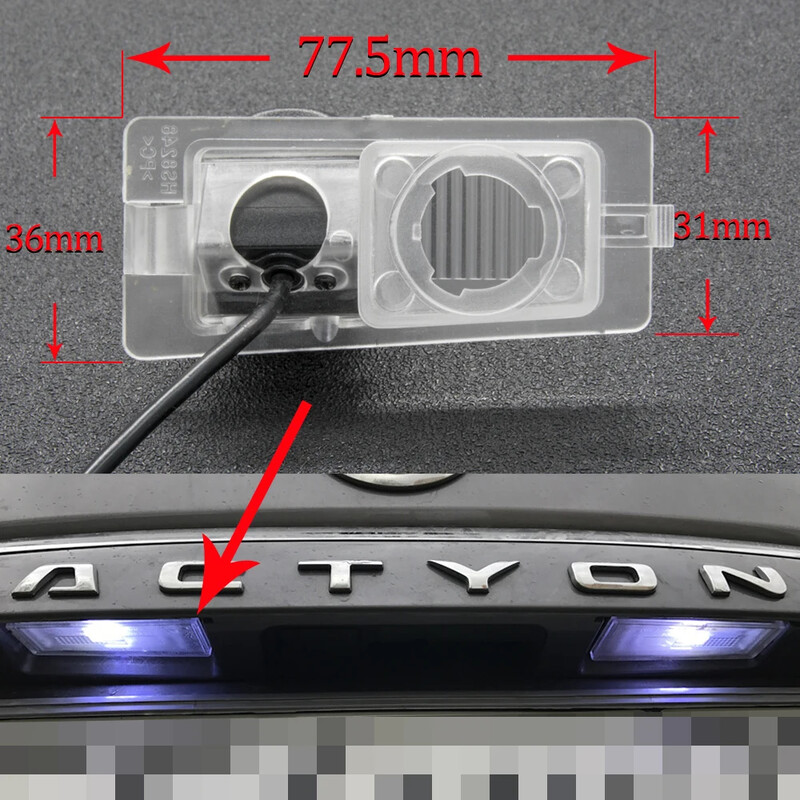 AHD 1280*720P transportlīdzekļa atpakaļskata kamera priekš SSangYong Actyon Sports 2006-2019 Rodius/Stavic 2004-2019 Rexton Kyron Car Monitor