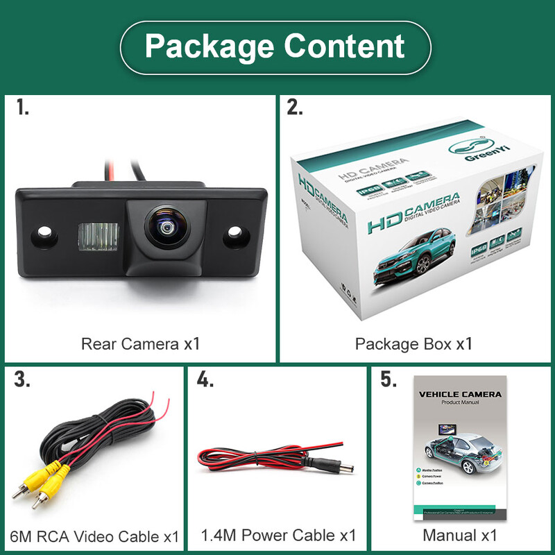 GreenYi 170° 1920*1080P HD AHD atpakaļskata kamera priekš VW Volkswagen Santana Polo(3C) Tiguan Touareg Passat B4 B5 Skoda Fabia