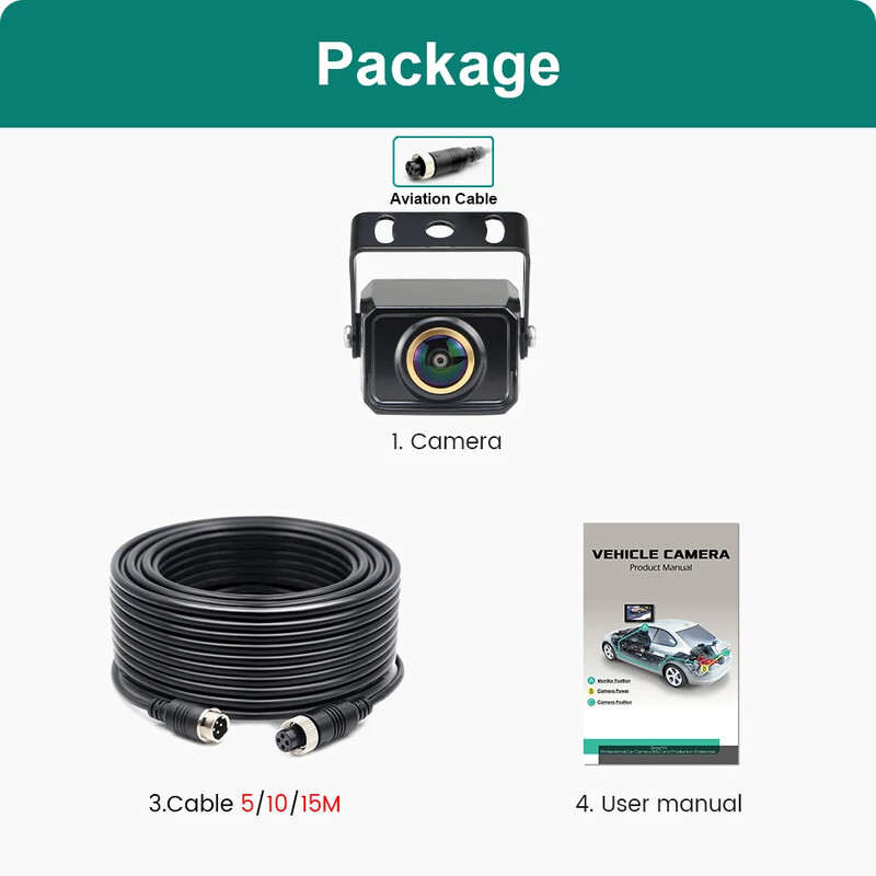 GreenYi AHD1080P PAL-süsteem Aviation 4 kontaktiga peakaabel kalasilma objektiivi auto ruudukujuline tahavaatekaamera öönägemissõiduk GP555