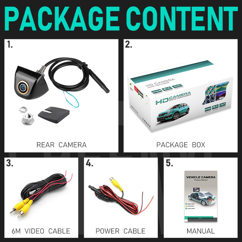 Greenyi 170-kraadine kuldne kalasilm objektiiv HD 1920x1080P Paigaldage tagurpidi sõiduki tagurdamine varuparkimine tahavaate AHD MCCD kaamera