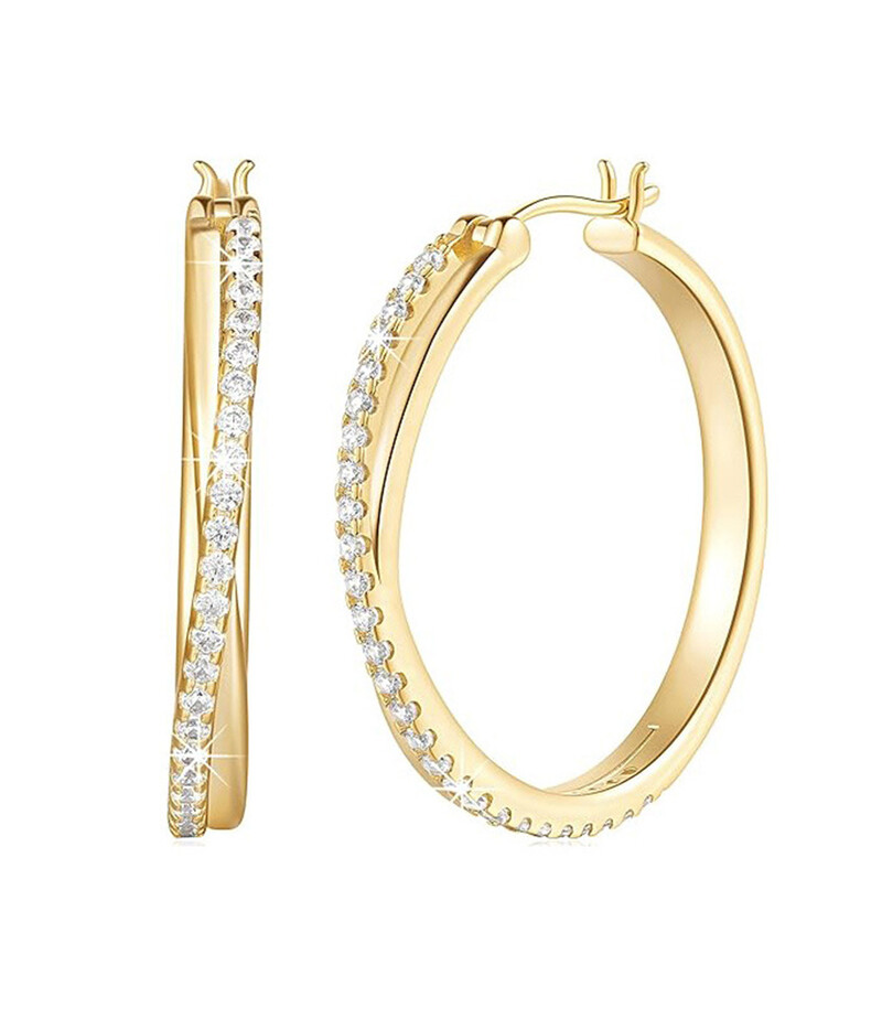 Modne lagane luksuzne velike karike naušnice Srebrne naušnice s pozlaćenim cirkonom Naušnice Naušnice Srebrni nakit Vanjskotrgovinski nakit