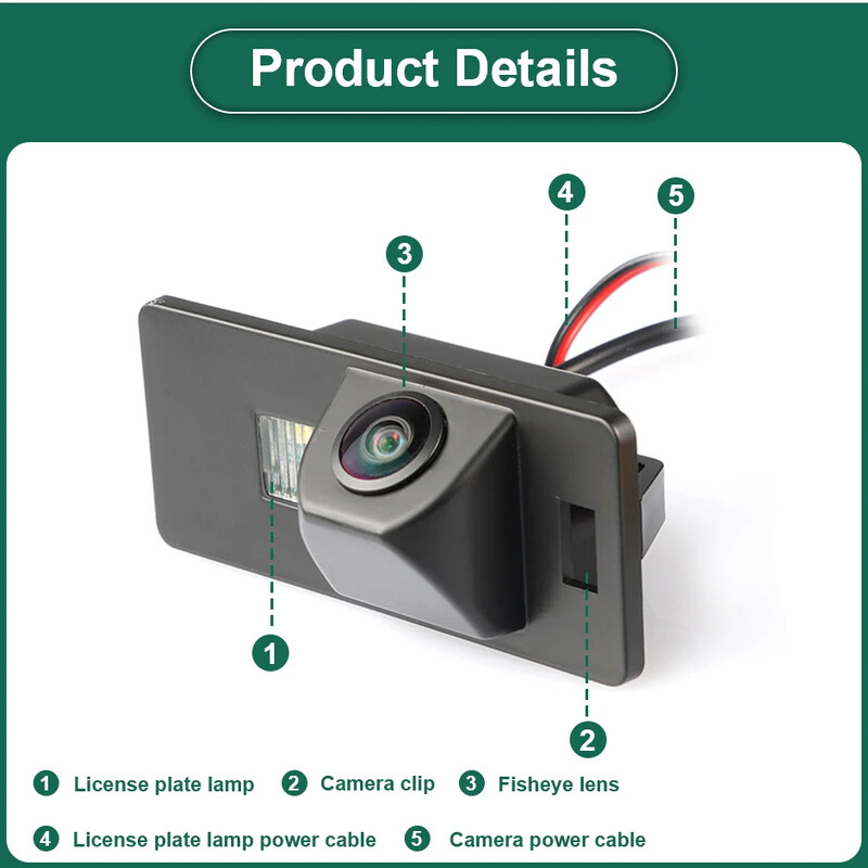 GreenYi AHD 1080P sõiduki öönägemisplaadi tagurduskaamera Audi TT S5 RS5 S6 S7 A5 A7 2011-2014 auto tahavaatekaamera jaoks