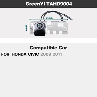 Dinaminės trajektorijos AHD automobilio plokštės šviesos galinio vaizdo kamera, skirta Honda Civic Accord Fit CRV HRV CRZ CRX Odyssey Acura TSX RDX Spirior