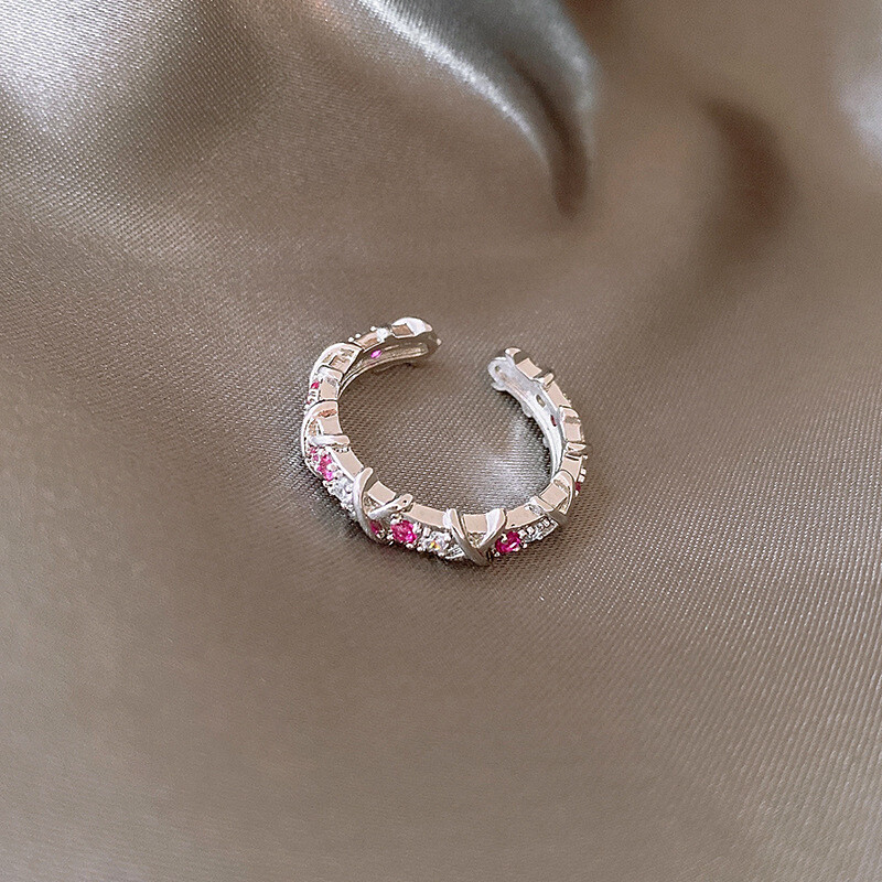 Lagani luksuzni cirkonski retro križni šuplji prsten hladnog stila osobnosti prsten s otvorenim kažiprstom Korejski ins univerzalni ručni nakit