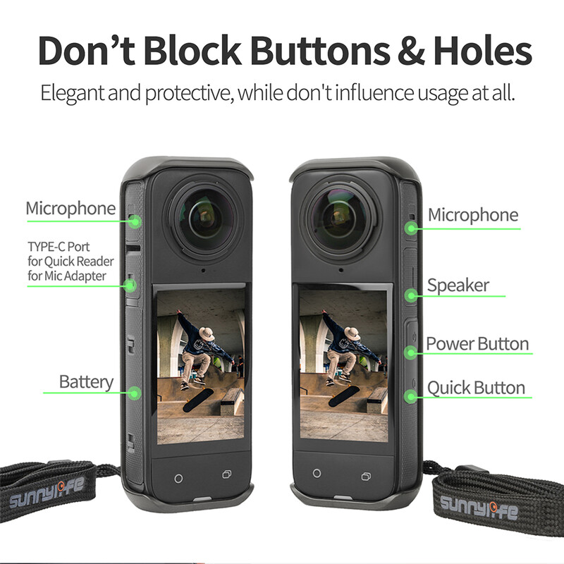 Insta360 X4 grafeenjahutusega kaitsekatte tarvikud Insta 360 X4 kaamerale kukkumisvastane kaitseümbris koos kaelapaelaga