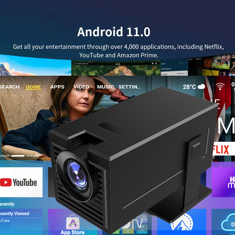 Proiector Android Polaring P50Mini AllWinner H713 6G Wifi BT 350Ansi Cinema Home Keystone Proiector HDMI 1080P 4K