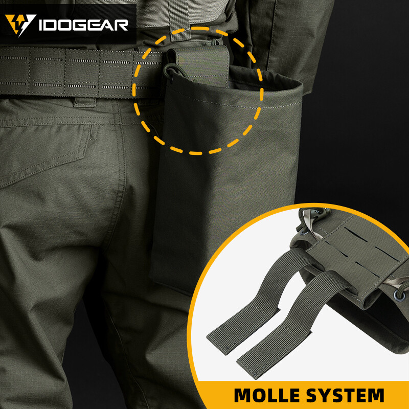 IDOGEAR Tactical kokkupandav taaskasutuskoti prügikott MOLLE Drop Pouch vastupidav mini 35116