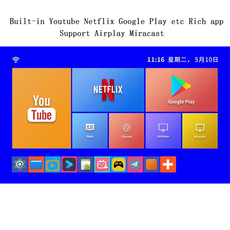 Salange P35 Android 10 Projector WIFI Φορητό MINI Video Beamer Smart TV 1280*720dpi για Ταινία παιχνιδιού Home Cinema 1080P 4K Βίντεο