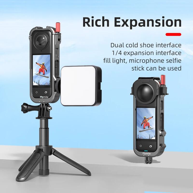 Flymile metallraam Insta360 X4 Rabbit Cage Expansion Põrutuskindel külmakingaga 1/4 Insta360 X4 action-kaamera tarvikule